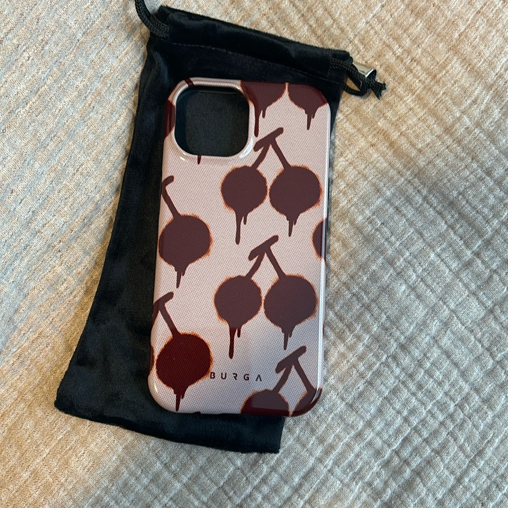 Burga cherry print iPhone 15 case, NEVER USED